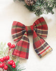 Cocoa Plaid Flannel Dog Sailor Bow - SUNNY TAILS
