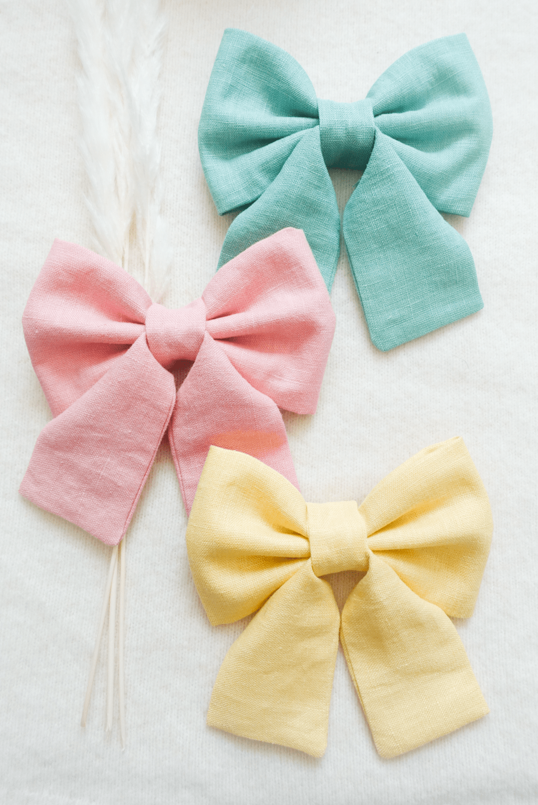 Peach Pink Linen Dog Sailor Bow - SUNNY TAILS