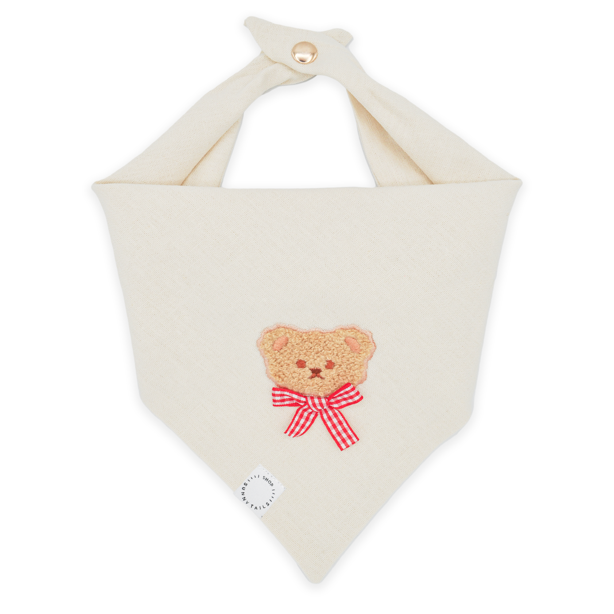 Picnic Teddy Ivory Linen Dog Bandana (Customizable)