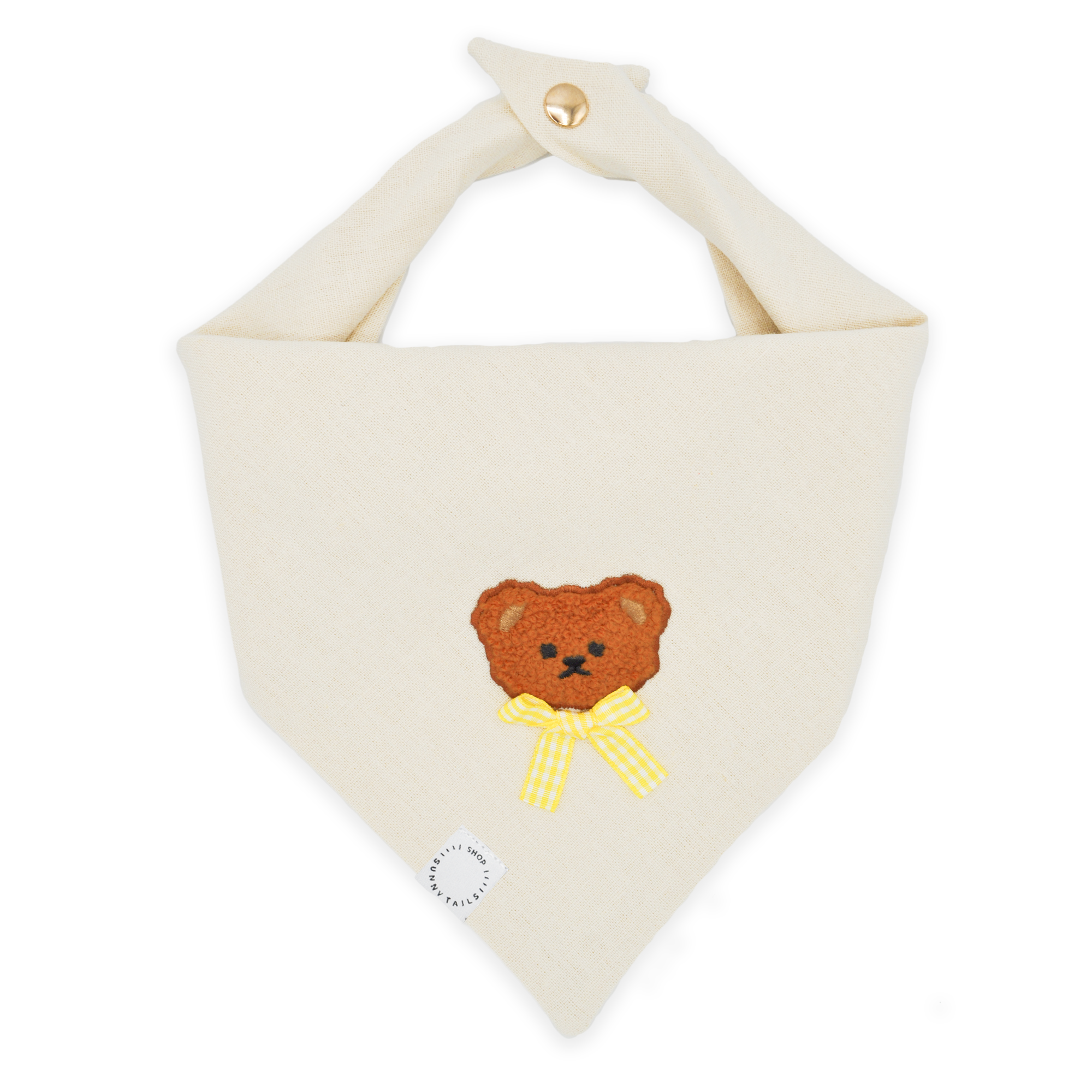 Picnic Teddy Ivory Linen Dog Bandana (Customizable)