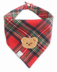 Christmas Flannel Teddy Bear Dog Bandana | Red and Green Flannel Dog Bandana | Shop Sunny Tails