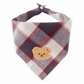 Pretty Good Teddy Flannel Dog Bandana | Burgundy Flannel Dog Bandana | Shop Sunny Tails