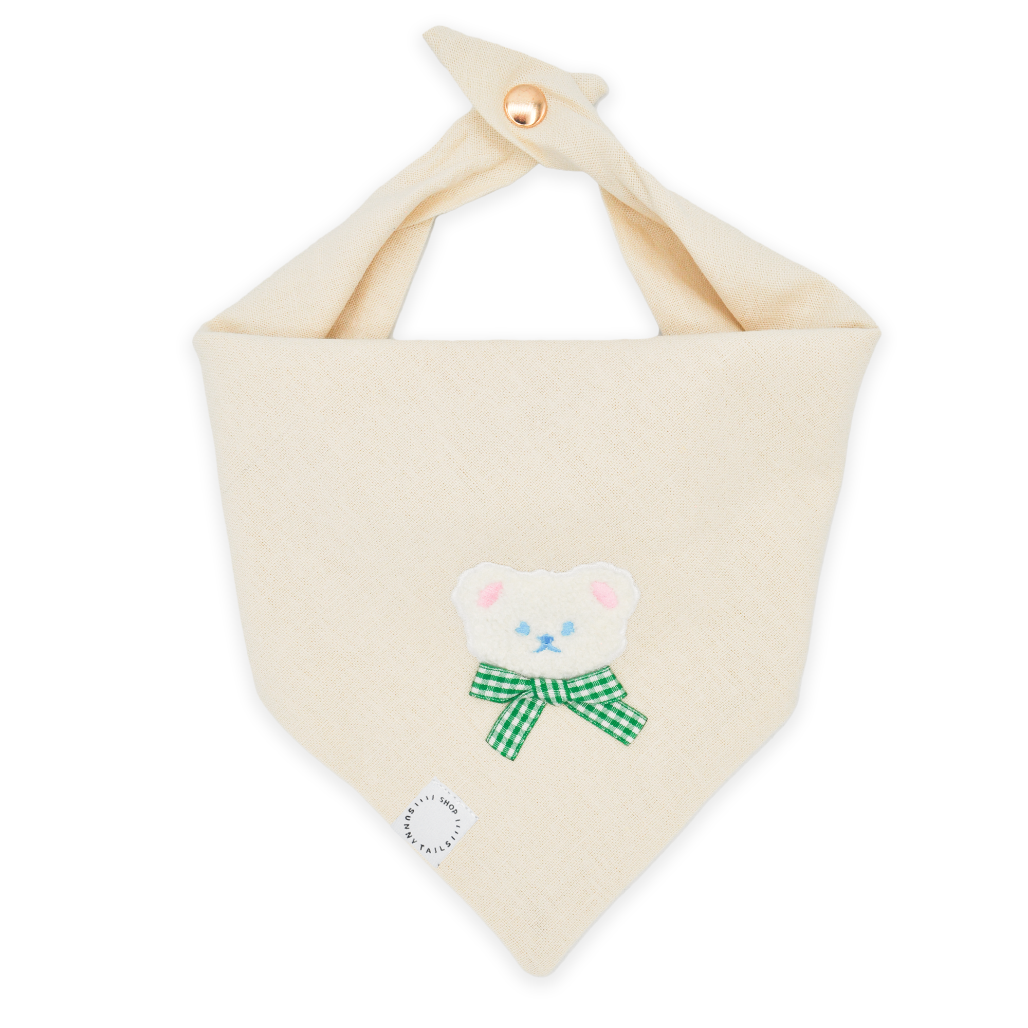 Picnic Teddy Ivory Linen Dog Bandana (Customizable)