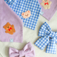 Periwinkle Blue Gingham Teddy Dog Bandana | Teddy Bear Dog Bandana | Shop Sunny Tails