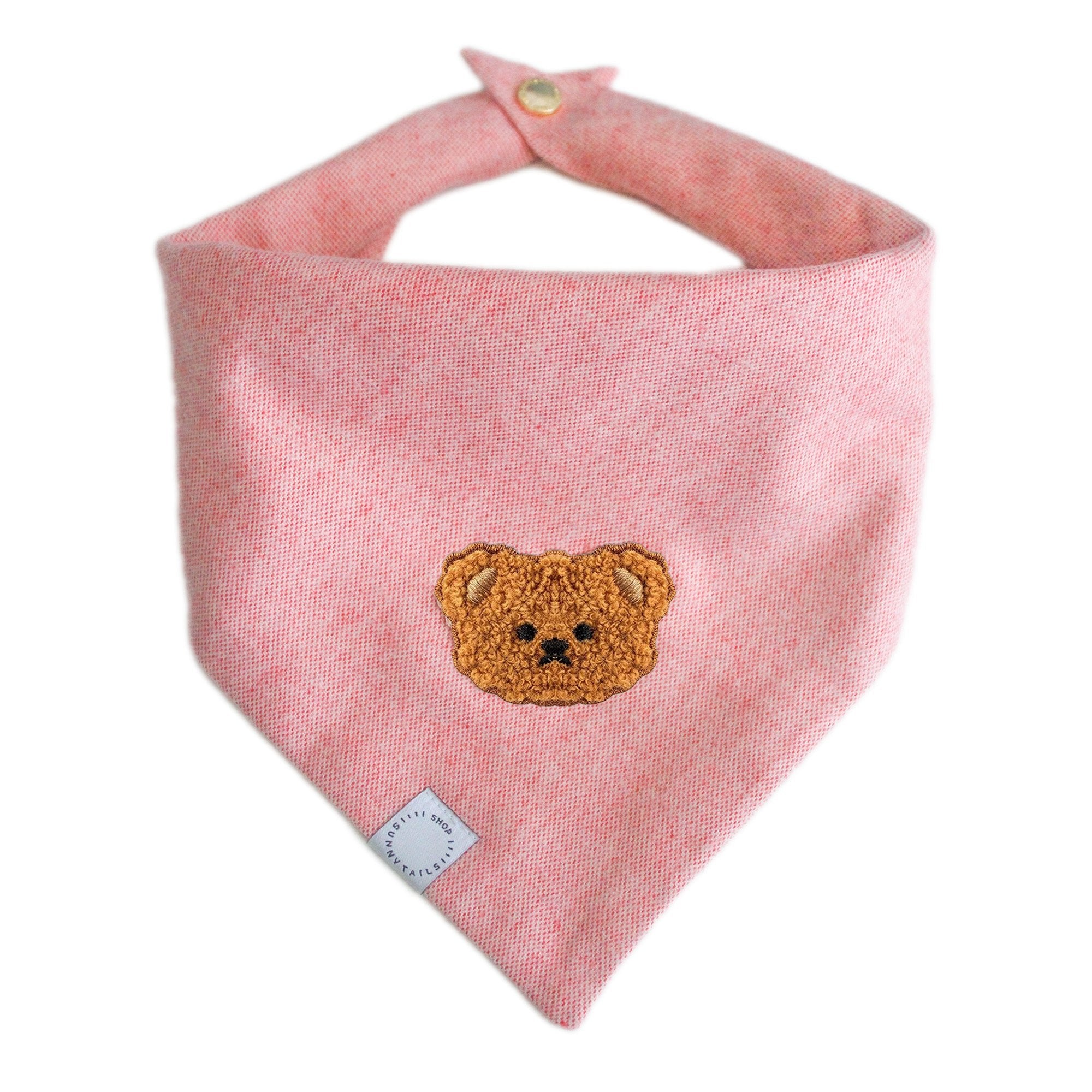 Pink Herringbone Flannel Teddy Bandana - SUNNY TAILS