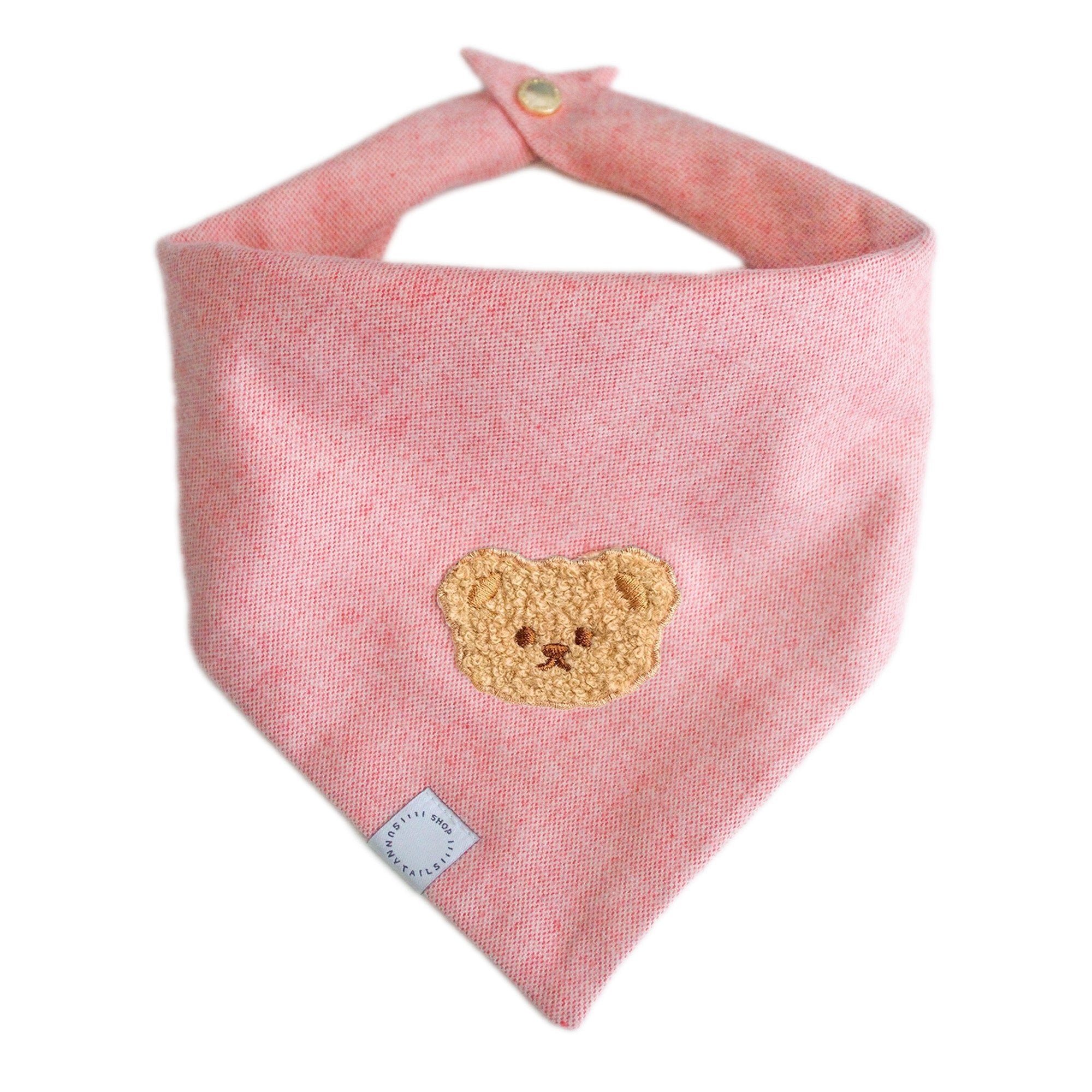 Pink Herringbone Flannel Teddy Bandana - SUNNY TAILS