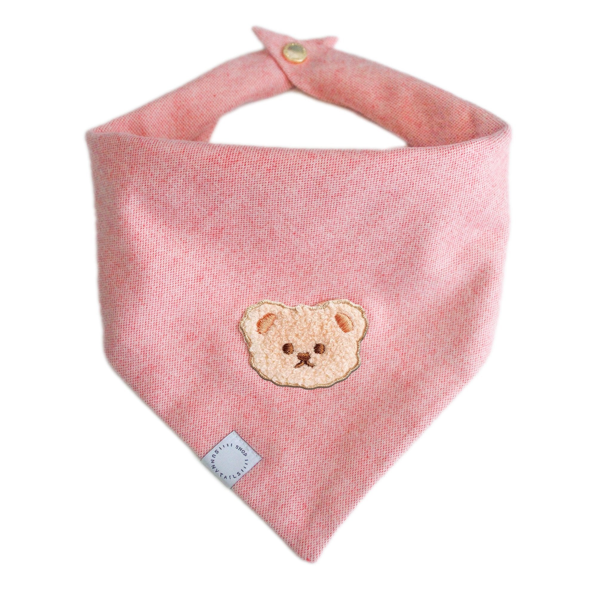 Pink Herringbone Flannel Teddy Bandana - SUNNY TAILS