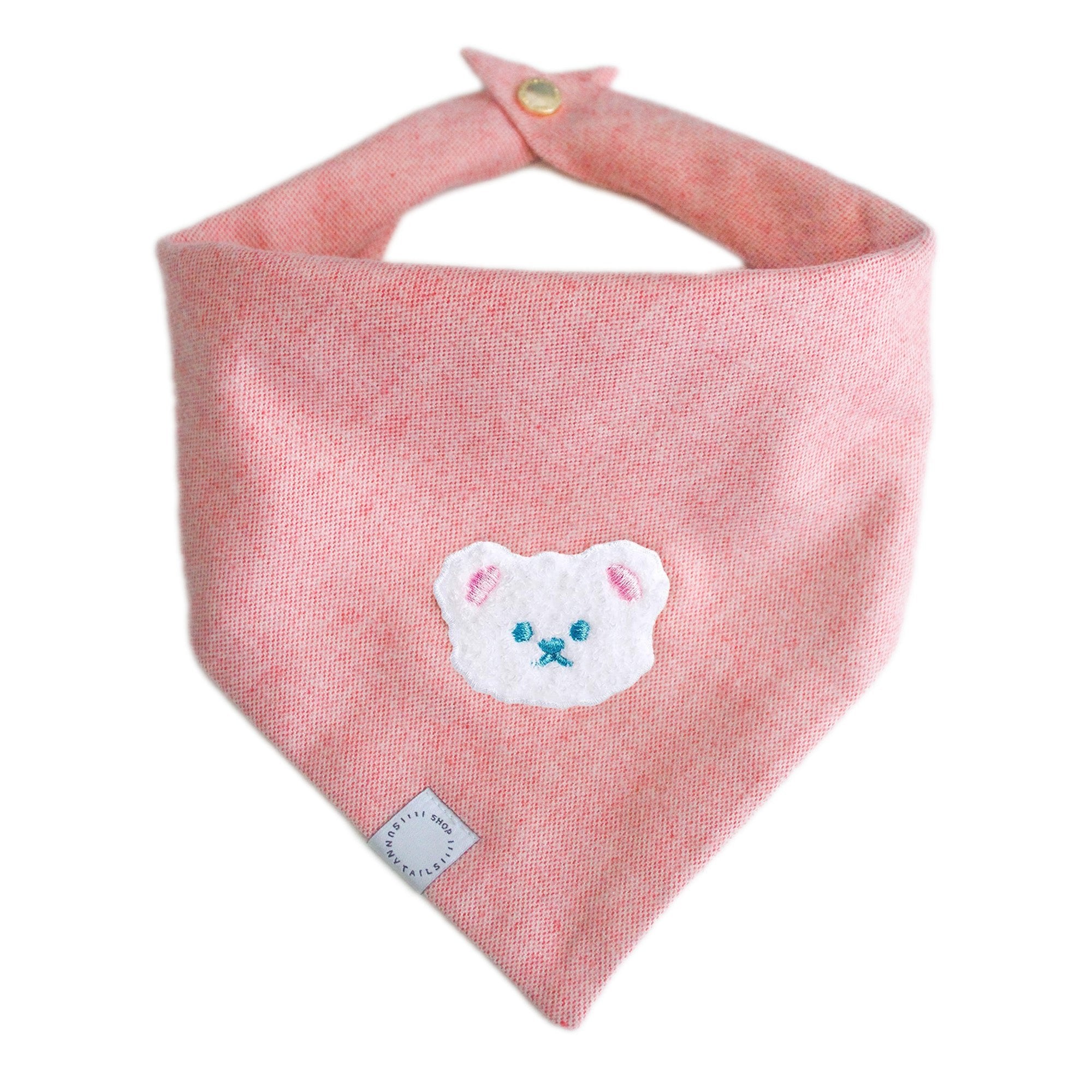 Pink Herringbone Flannel Teddy Bandana - SUNNY TAILS