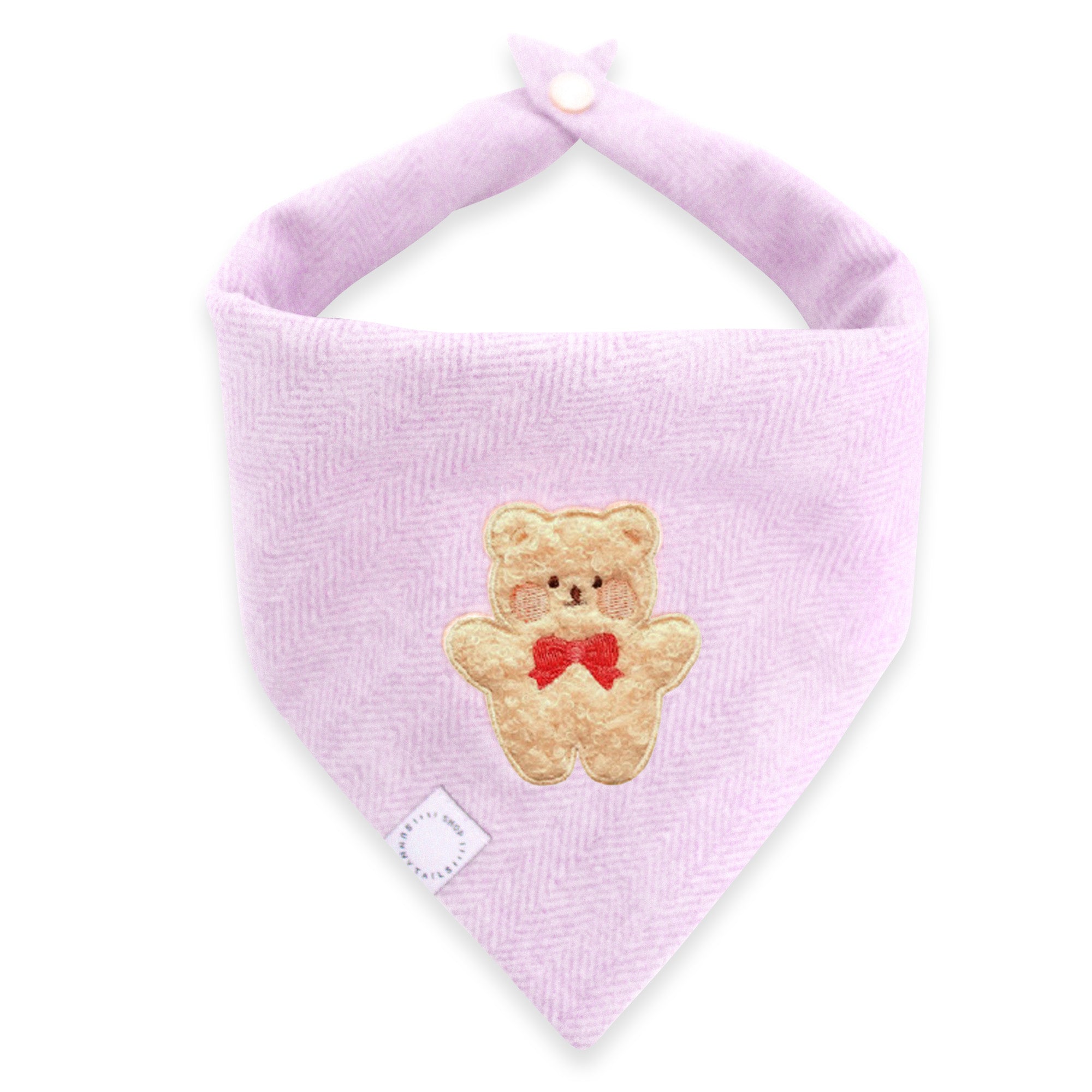 Spring Violet Herringbone Teddy Dog Bandana | Teddy Bear Dog Bandana | Shop Sunny Tails