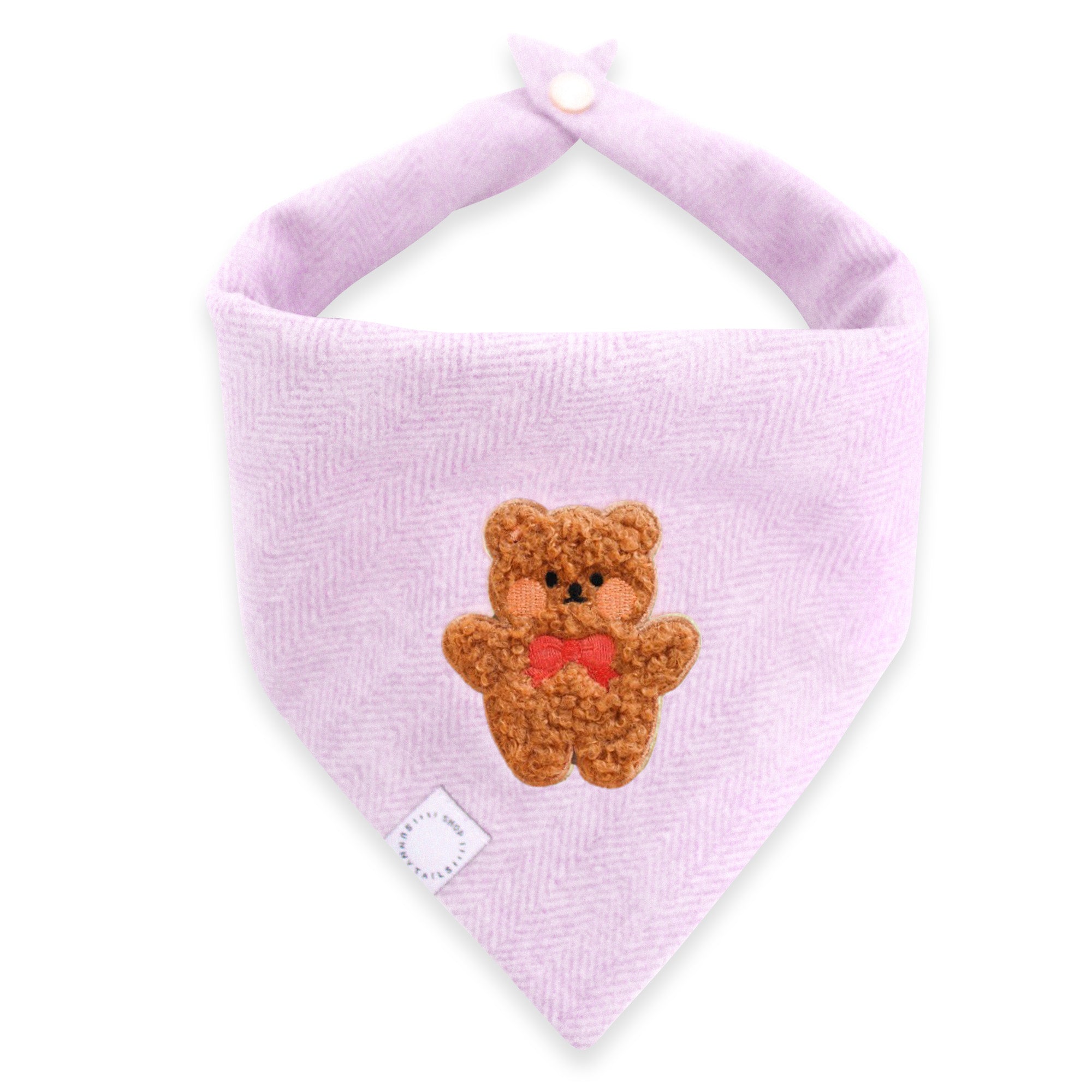 Spring Violet Herringbone Teddy Dog Bandana | Teddy Bear Dog Bandana | Shop Sunny Tails