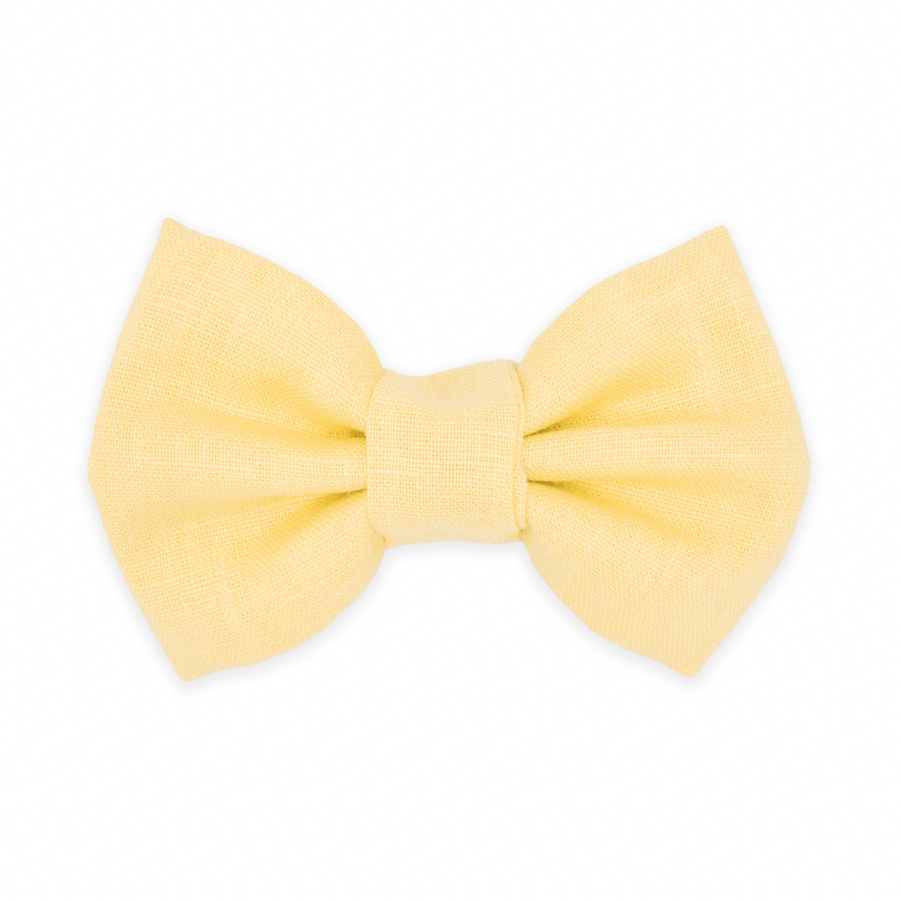 Yuzu Yellow Linen Dog Bow Tie | Snap Over Collar Bow Tie | Shop Sunny Tails