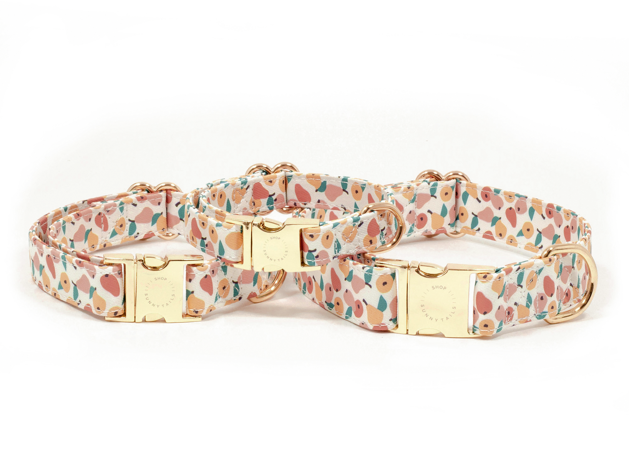 Peaches &amp; Pears Dog Collar | Fruit Dog Collar | Available in 3 Sizes | Durable Dog Collars