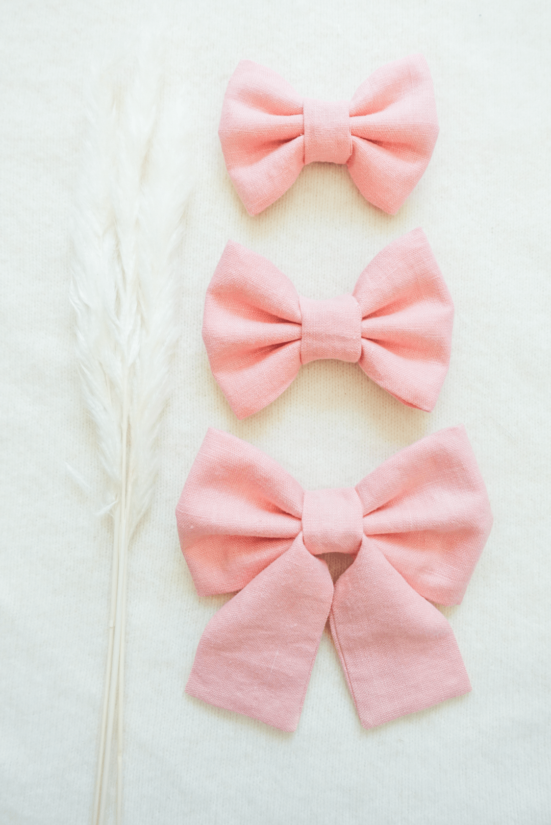 Peach Pink Linen Dog Sailor Bow - SUNNY TAILS