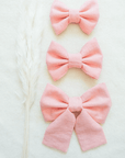 Peach Pink Linen Dog Sailor Bow - SUNNY TAILS