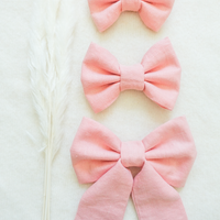 Peach Pink Linen Dog Sailor Bow