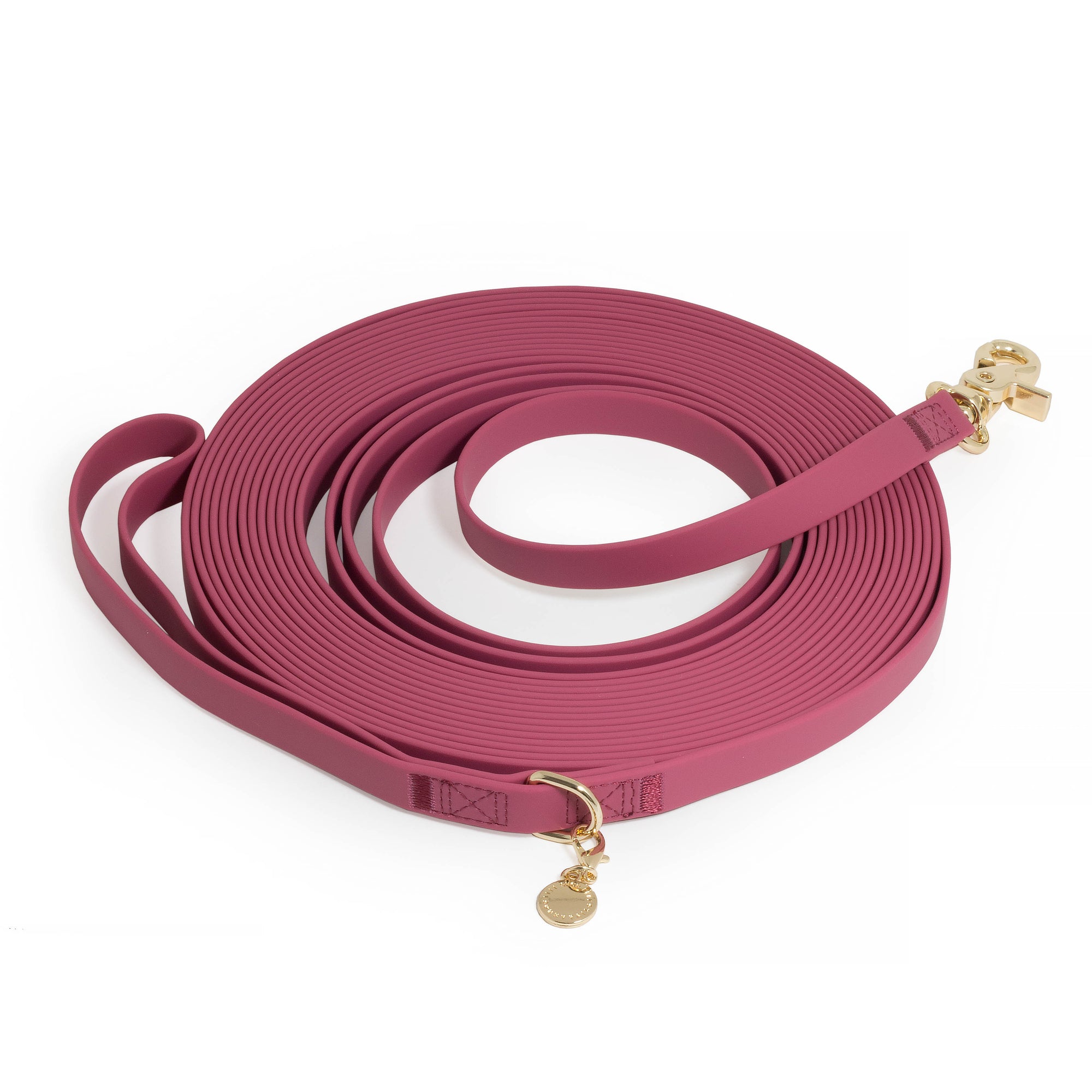 Mulberry Burgundy Waterproof Cloud 30 Ft Dog Leash | Lightweight PVC Long Leash | Odor Proof, Stink Proof, and Durable Dog Lead | Available in 3 Lengths 