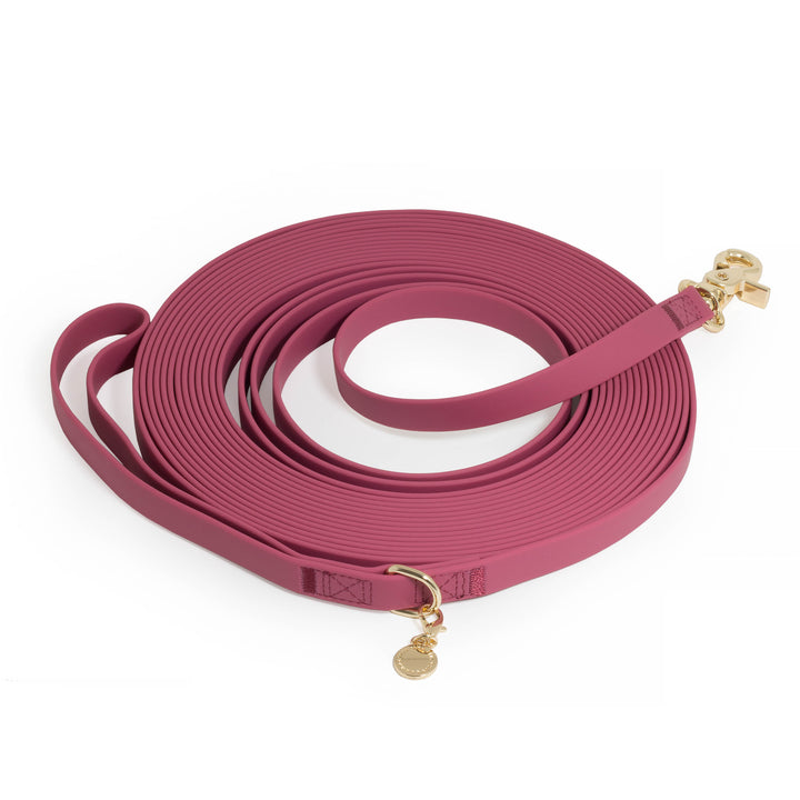 Mulberry Burgundy Waterproof Cloud 30 Ft Dog Leash | Lightweight PVC Long Leash | Odor Proof, Stink Proof, and Durable Dog Lead | Available in 3 Lengths 